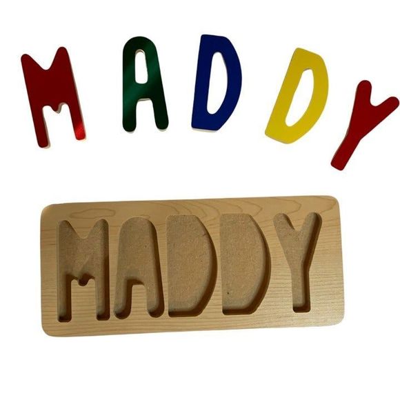 Personalized Maddy 5 Piece‎ Wooden Puzzle Letters Learning Names Colorful Sturdy - Picture 2 of 5